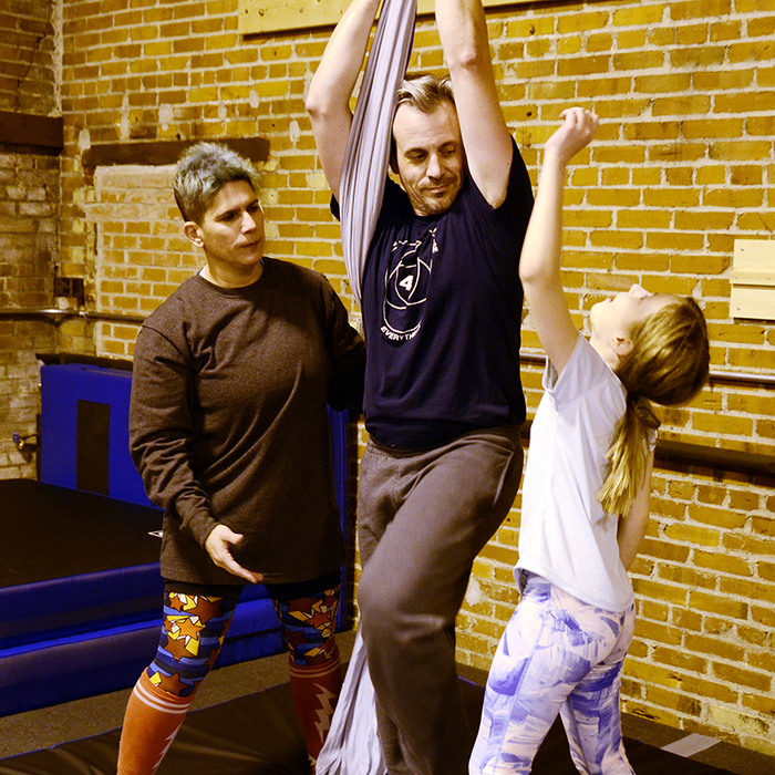 April, Chris and S on silks