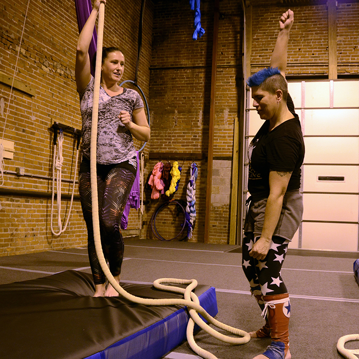 April and Brittany doing rope