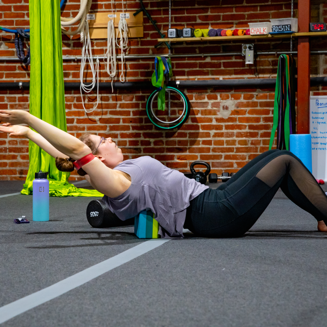 Christine in core conditioning class.